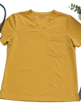 Mandala Mens 2 Pocket Equa-Tek Honey V-Neck Scrub Top Large PO19-S Gold
